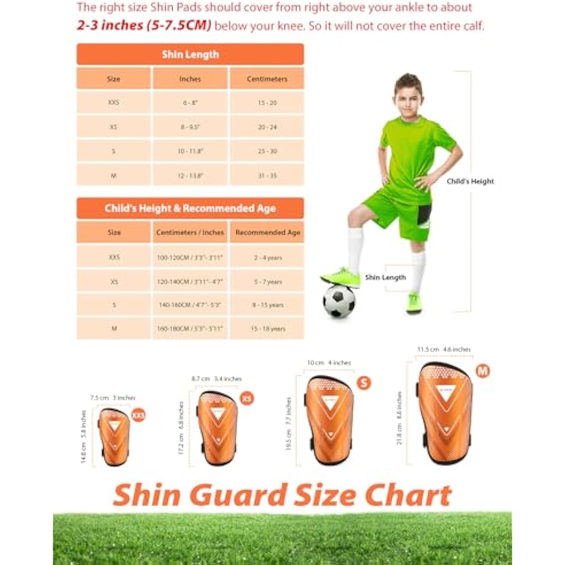 AirsFish Kids Football Shin Guards – CE Certified Soccer Shin Pads