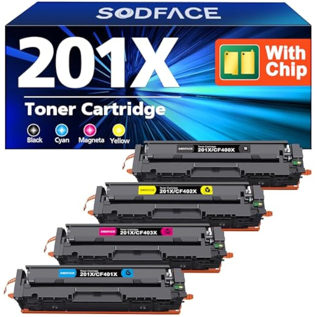 SODFACE 201X Toner Cartridge 4-Pack for HP Color LaserJet Pro M277dw M252dw