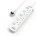 Mscien 5M Extension Lead | 4 Way 3 USB Power Strip with Individual Switches