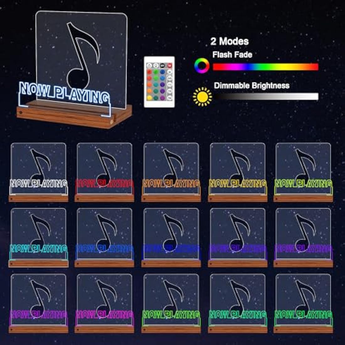 LED Now Playing Vinyl Record Stand – Wooden Album Holder
