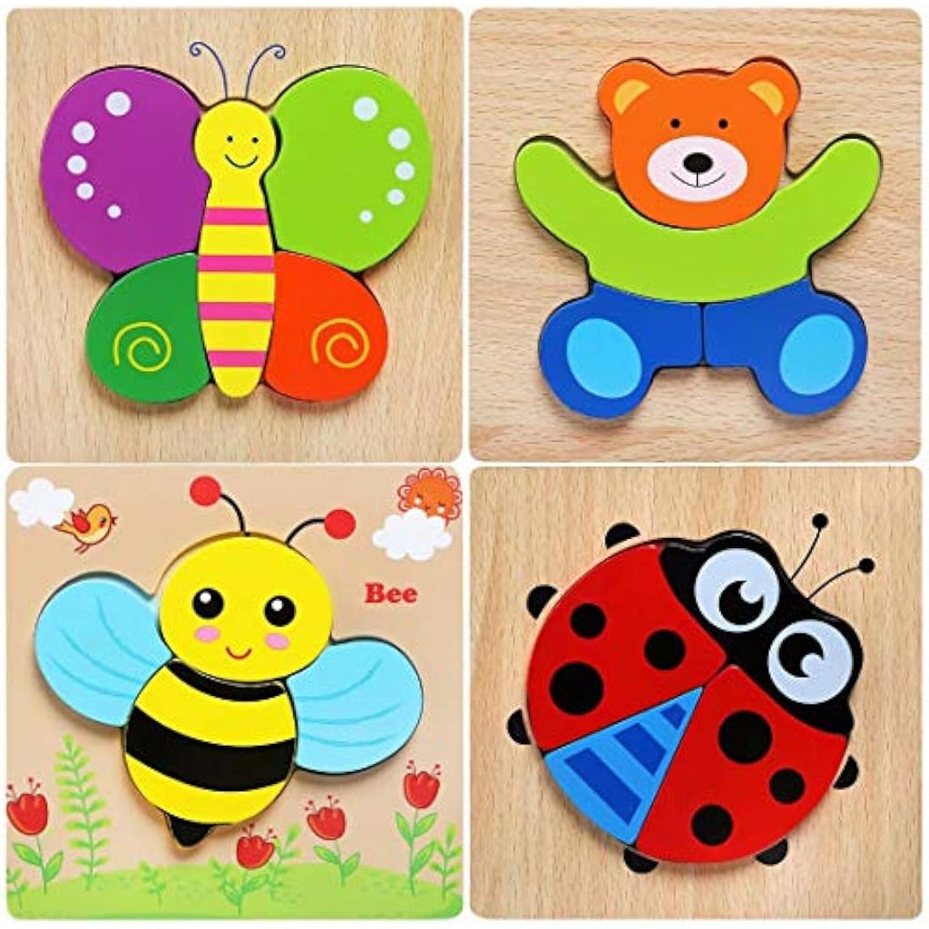 Afufu Wooden Animal Jigsaw Puzzles - Montessori Learning Toys for Toddlers