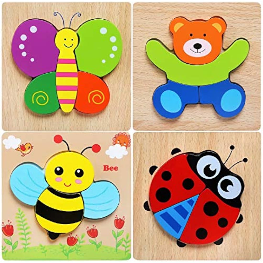 Afufu Wooden Animal Jigsaw Puzzles - Montessori Learning Toys for Toddlers