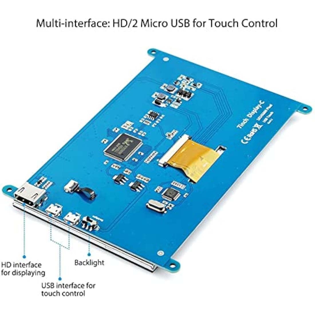 ELECROW 7-Inch IPS Touchscreen Monitor | 1024x600 for Raspberry Pi 5/4