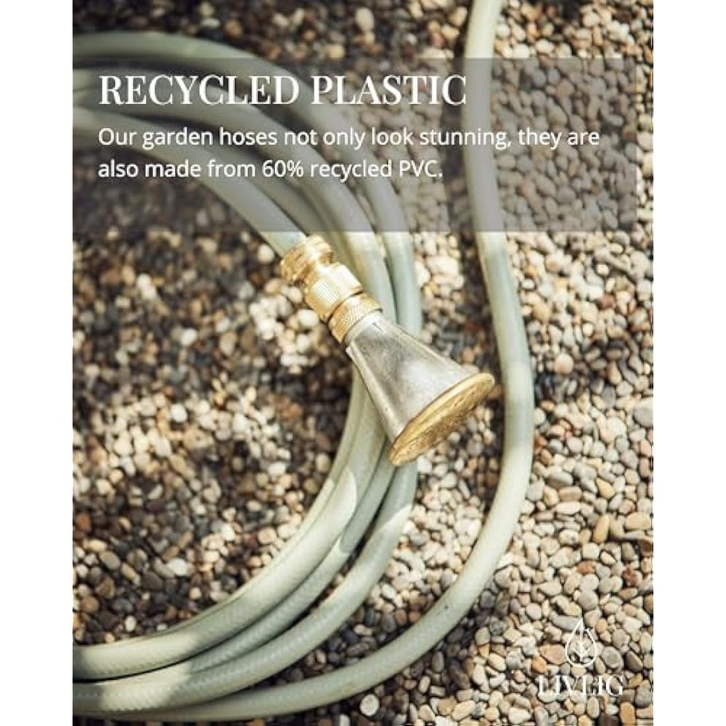 LIVLIG Garden Hose 50m | 1/2 Inch Recycled PVC Hosepipe – Green