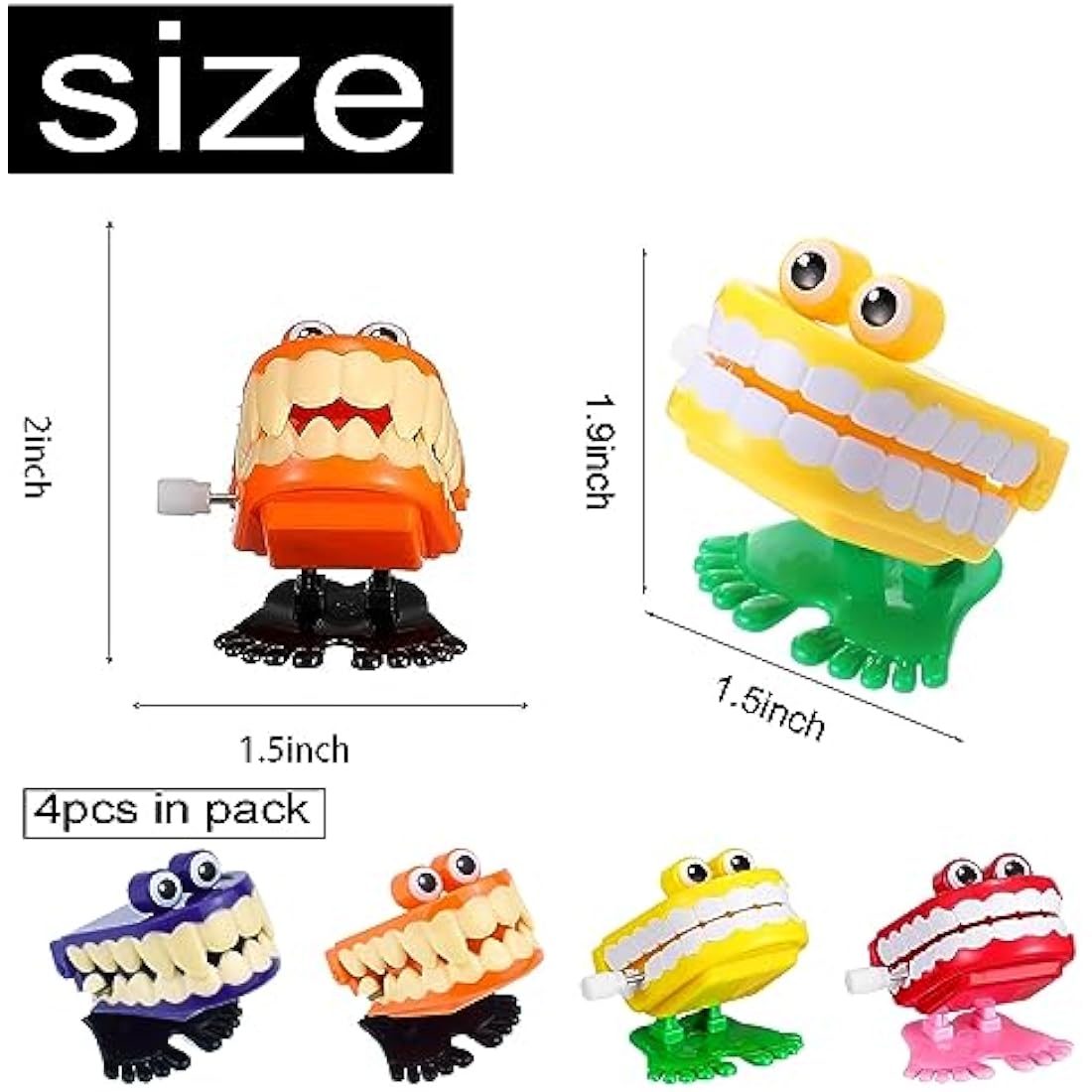 Mienocol 4-Piece Chattering Teeth Wind-Up Toys for Halloween Party