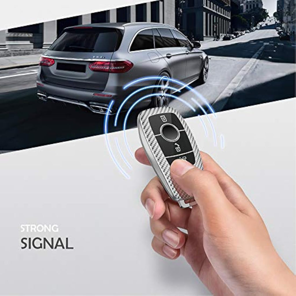 OATSBASF Mercedes Benz TPU Car Key Cover – E S C Class Fob Case, Silver
