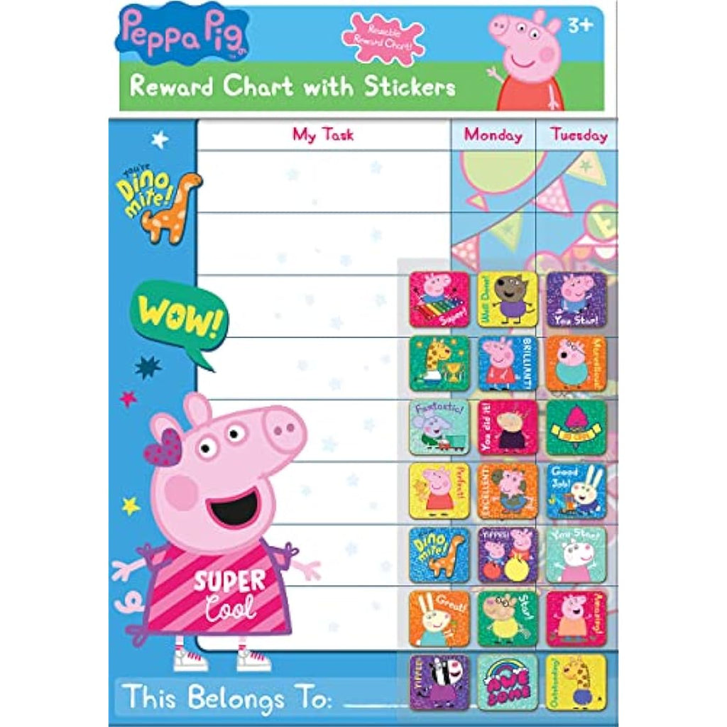 Peppa Pig Reward Chart with 56 Sparkly Stickers – Kids Behavior Chart