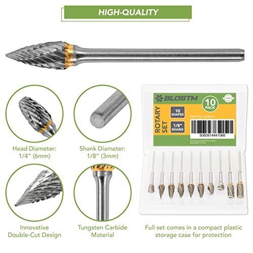 10pc Tungsten Carbide Rotary Burrs Set for Die Grinder