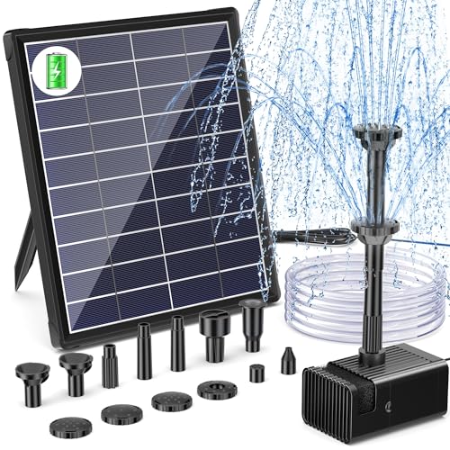 Biling 6W Solar Water Pump with 3000mAh Battery & 10 Nozzles for Pond