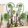 unho 6-Tier Heart Shaped Plant Stand – Tall Wood and Metal Flower Rack