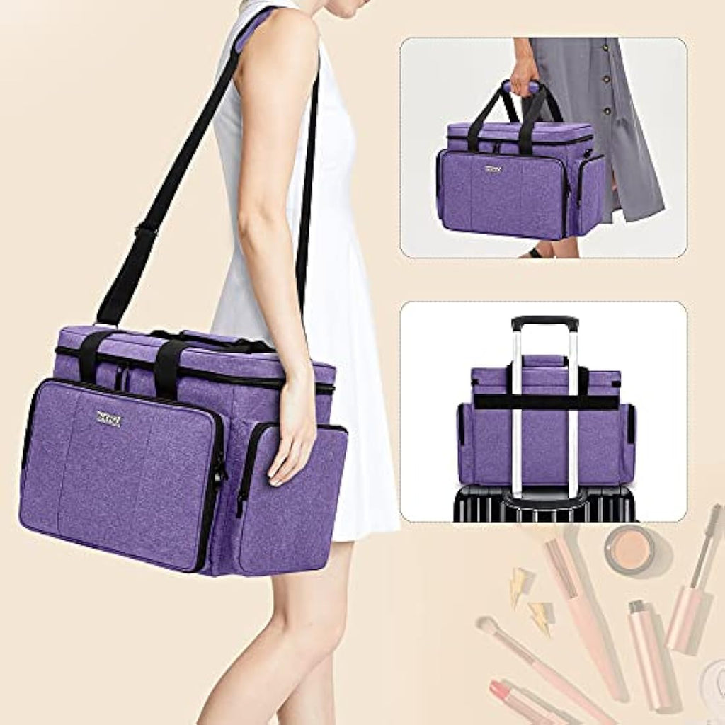 BAFASO Large Travel Makeup Bag | Professional Cosmetic Case - Purple