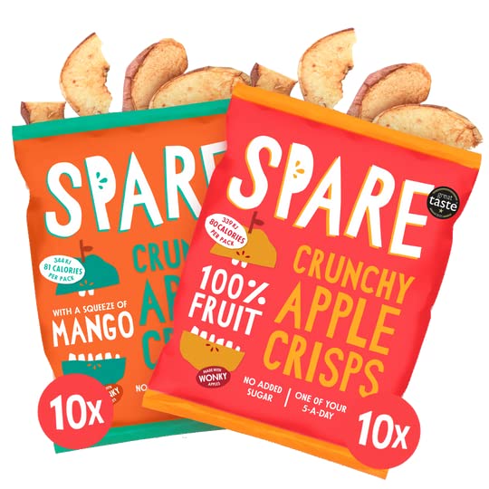 Spare Snacks Crunchy Apple Crisps – 20 x 22g Variety Pack Fruit Snacks