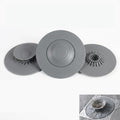 CleaZeny 2-Pack Silicone Press-Type Universal Bath Plug, 10.8cm Grey - image 1