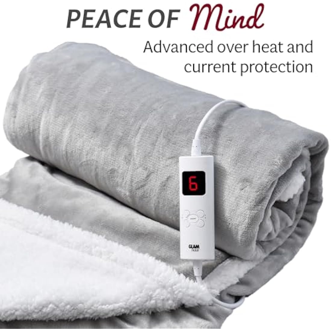 Jolof Store Heated Throw Electric Fleece Blanket - Light Grey 160x130cm