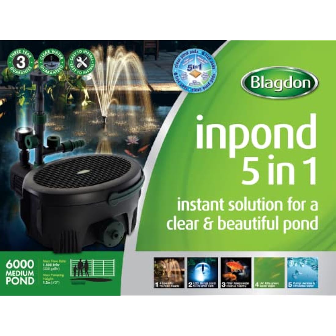 Blagdon Inpond 5-in-1 6000 Pond Pump & Filter with UV Clarifier