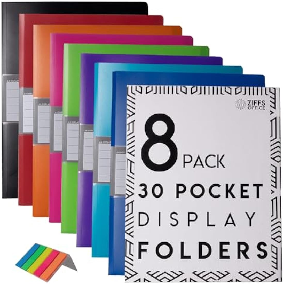 Ziffs Office A4 Display Folders – 8 Pack of 30-Pocket Presentation Books