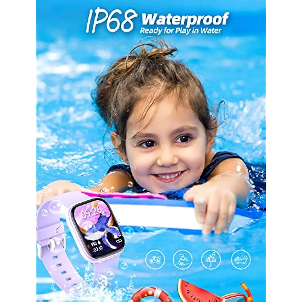 Slothcloud Kids Smart Watch – IP68 Waterproof Fitness Tracker, Purple