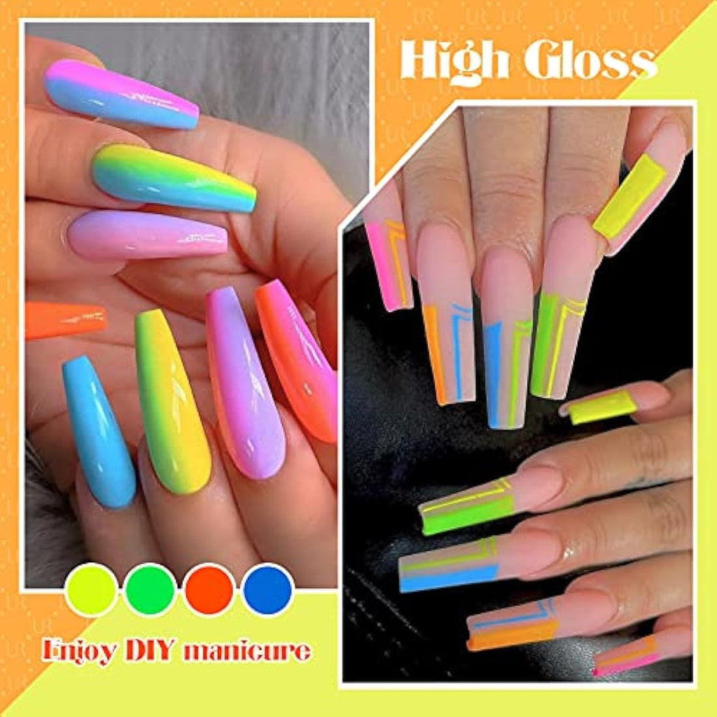 UR SUGAR Neon Gel Nail Polish Set – 6 Colors Fluorescent Soak Off Kit