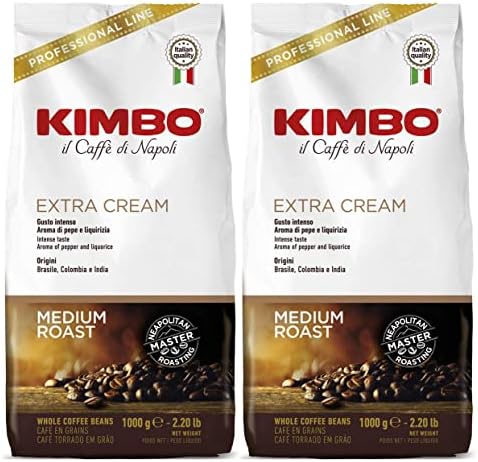 Kimbo Extra Cream Espresso Coffee Beans - Arabica Blend - 2 x 1kg