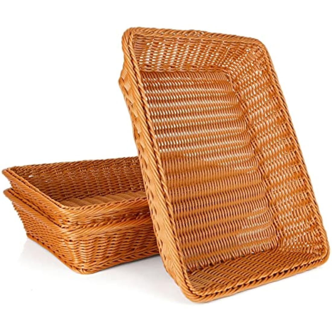 GOYADA 3PCS Dark Brown Woven Baskets – 40x30cm Polypropylene Wicker