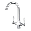 Funime Traditional Victorian Kitchen Sink Mixer Tap | Chrome Brass Mono
