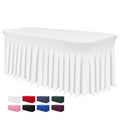 BDDC 8ft Rectangle Table Skirt – White Wrinkle-Resistant One-Piece Cover