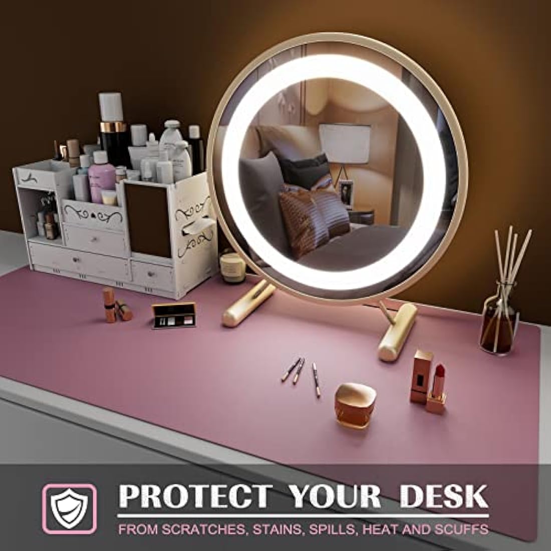 K KNODEL Leather Desk Mat | Dual-Sided Office Mouse Pad - Purple (60x35cm)