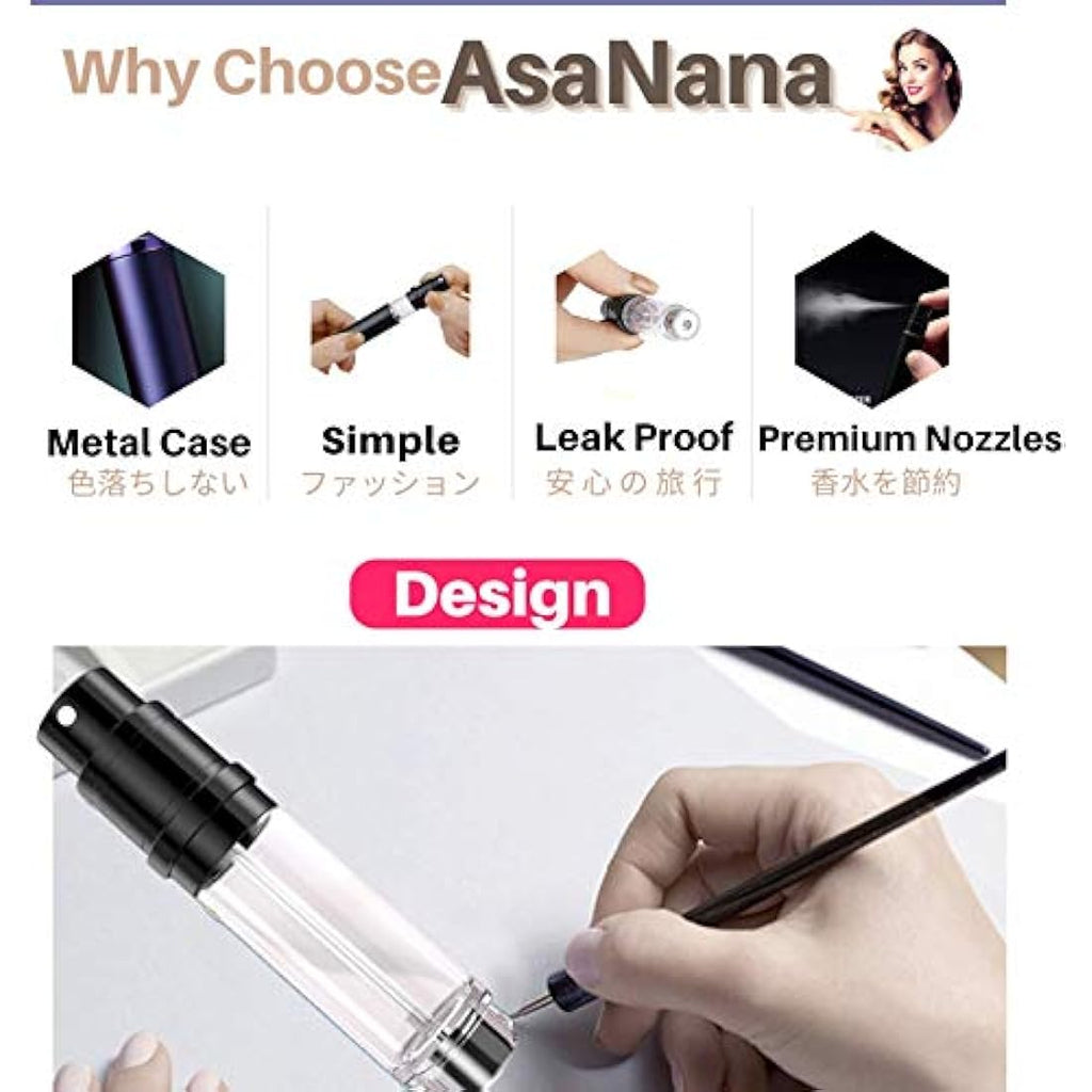 AsaNana Perfume Atomiser – 5ml Refillable Leakproof Travel Bottle
