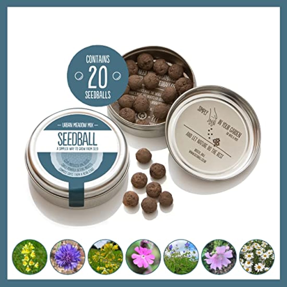 SEEDBALL Urban Meadow Wildflower Seed Bombs - 20 Native Flower Balls