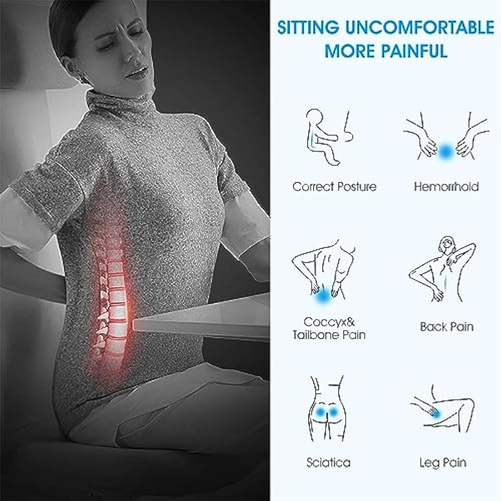 Feagar Orthopedic Memory Foam Seat Cushion for Sciatica & Tailbone Relief