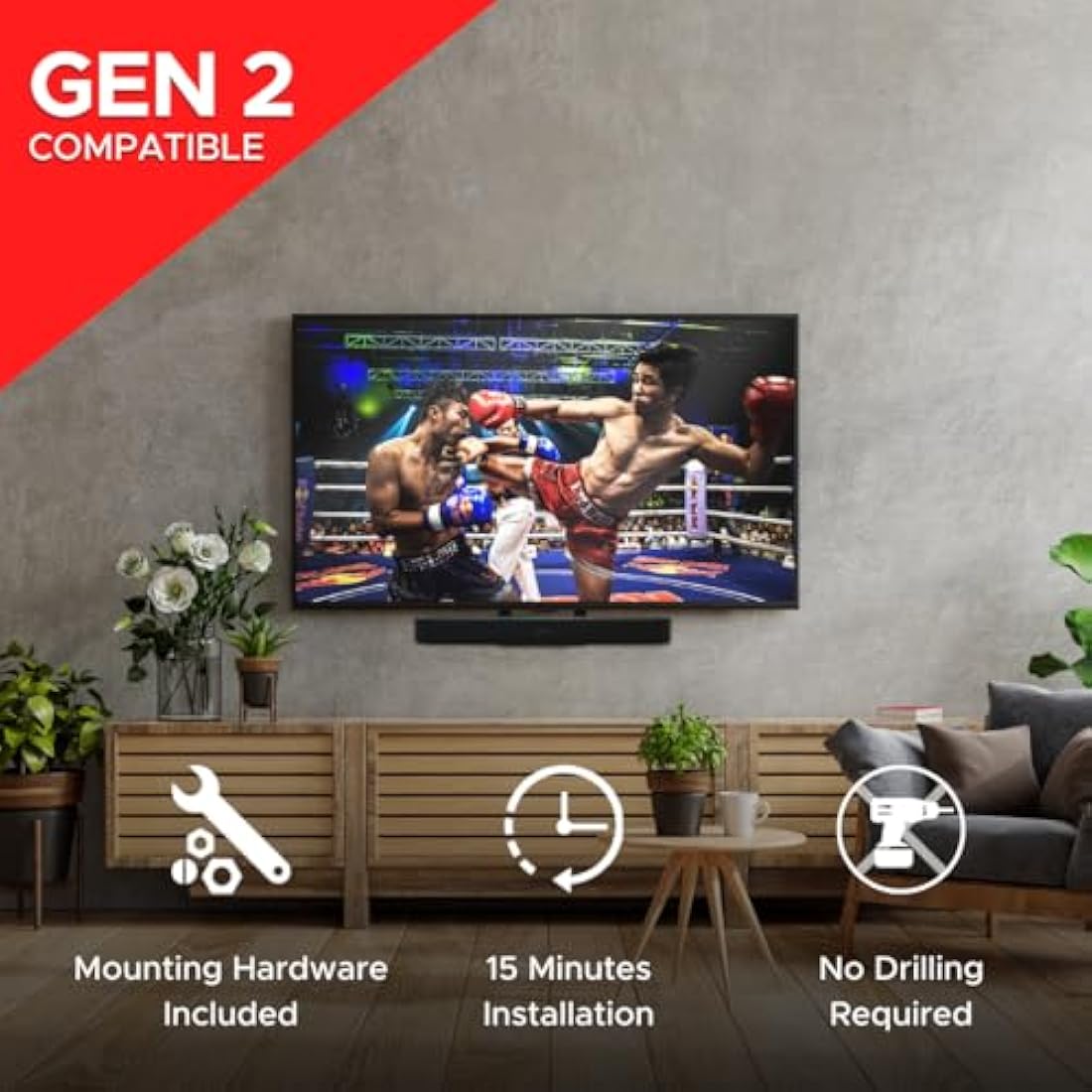 Soundbass TV Mount for Sonos Beam Gen 1 & 2 | VESA Bracket, Black