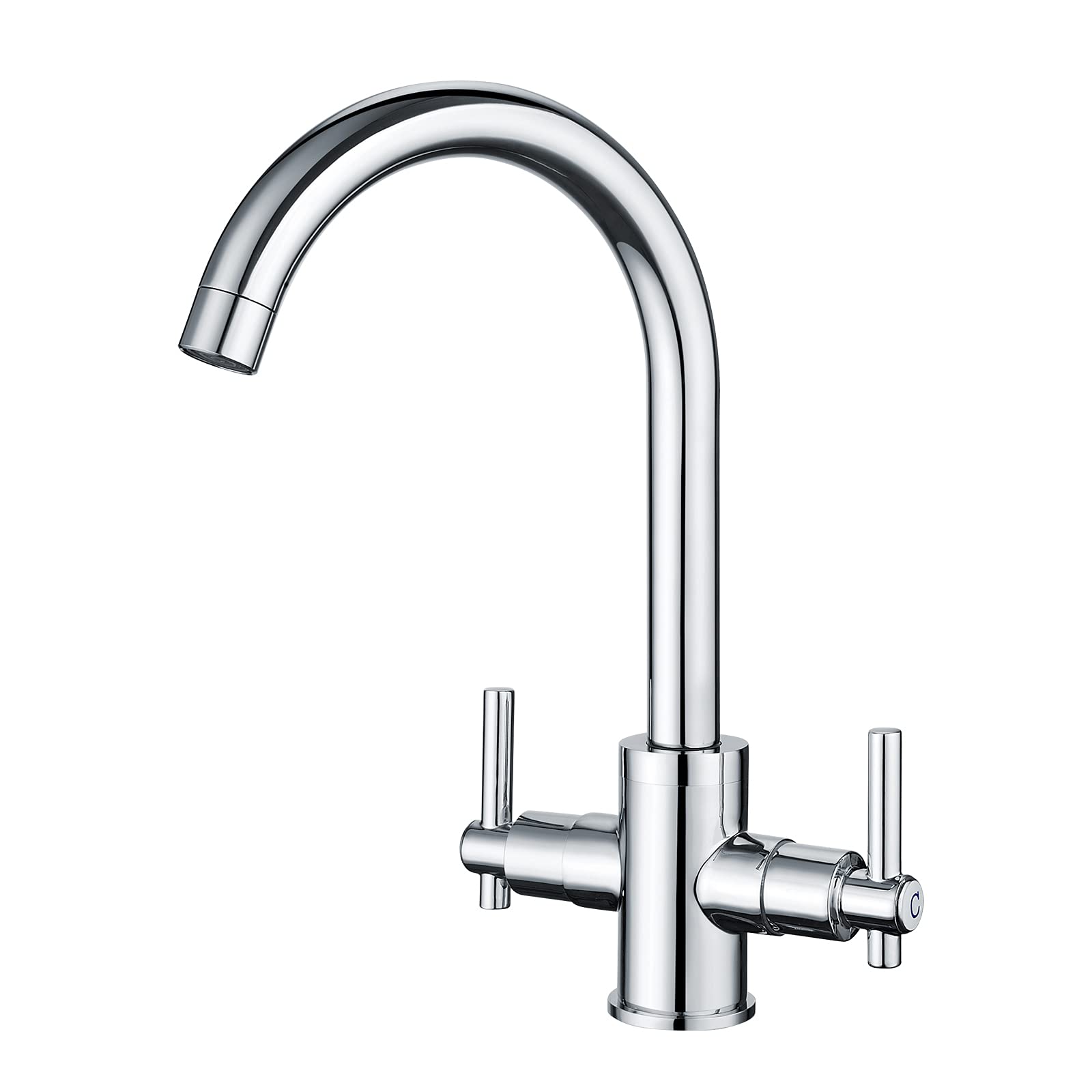 Funime Dual Lever Kitchen Sink Mixer Tap | 360 Swivel Chrome Faucet