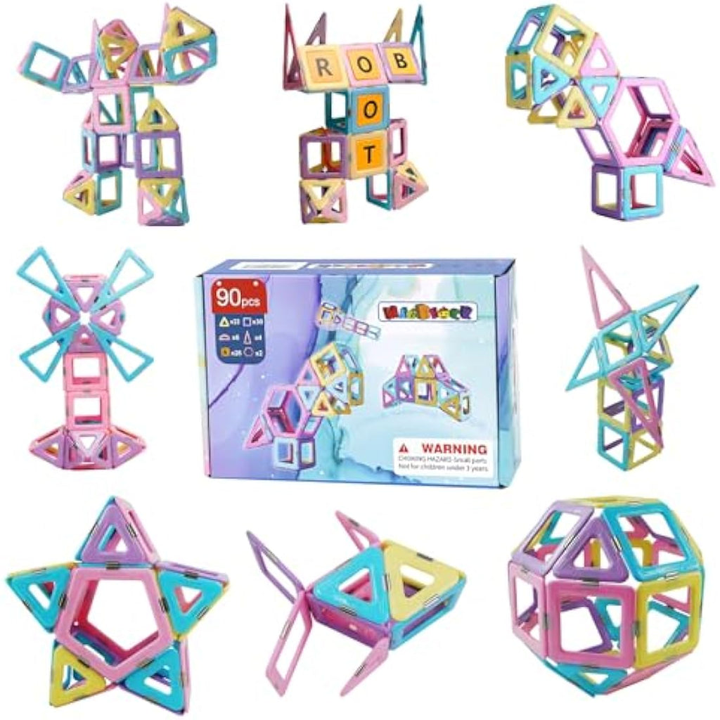 Magblock Magnetic Tiles STEM Building Blocks Set for Kids - 90 PCS