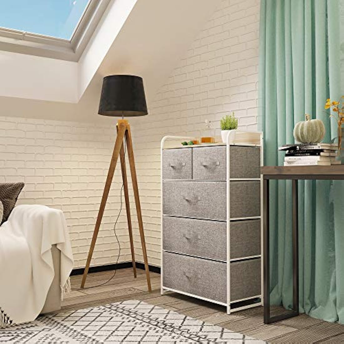 YITAHOME 5-Drawer Fabric Dresser | Storage Organizer with Wood Top