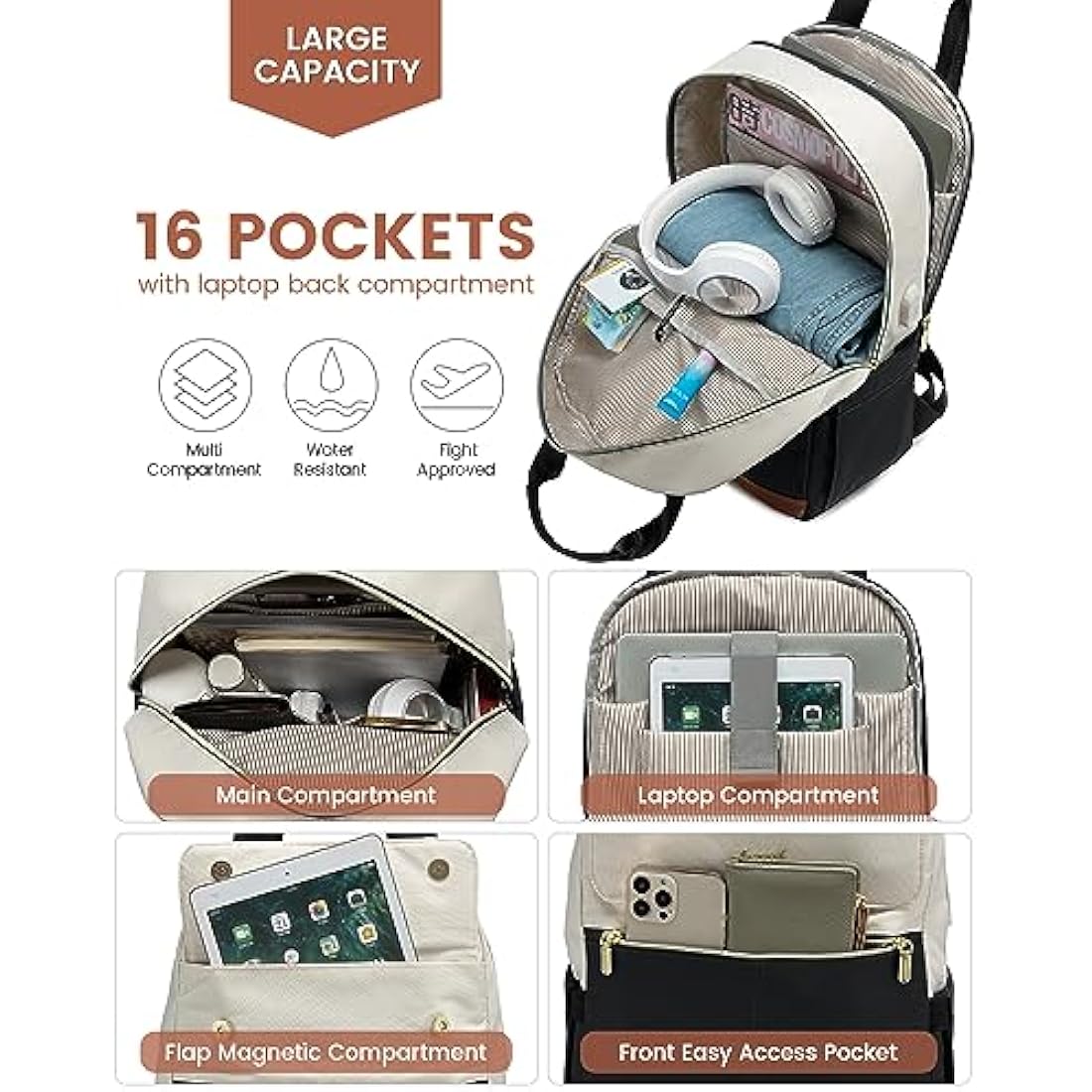 LOVEVOOK 17.3 Inch Laptop Backpack for Women | USB Charging Travel Bag