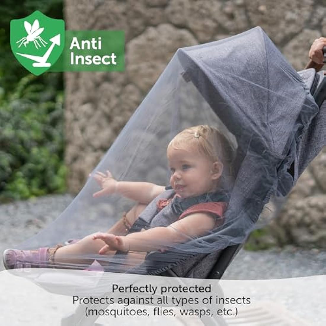 Zamboo Universal Mosquito Net for Prams and Strollers - Fine Mesh, Grey