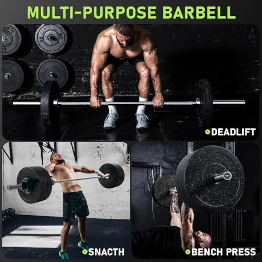 PhysKcal Olympic Barbell - 15kg/20kg Steel Weightlifting & Powerlifting Bar