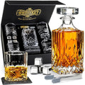 Whisiskey 700ml Whiskey Decanter Set with 4 Glasses and Stones