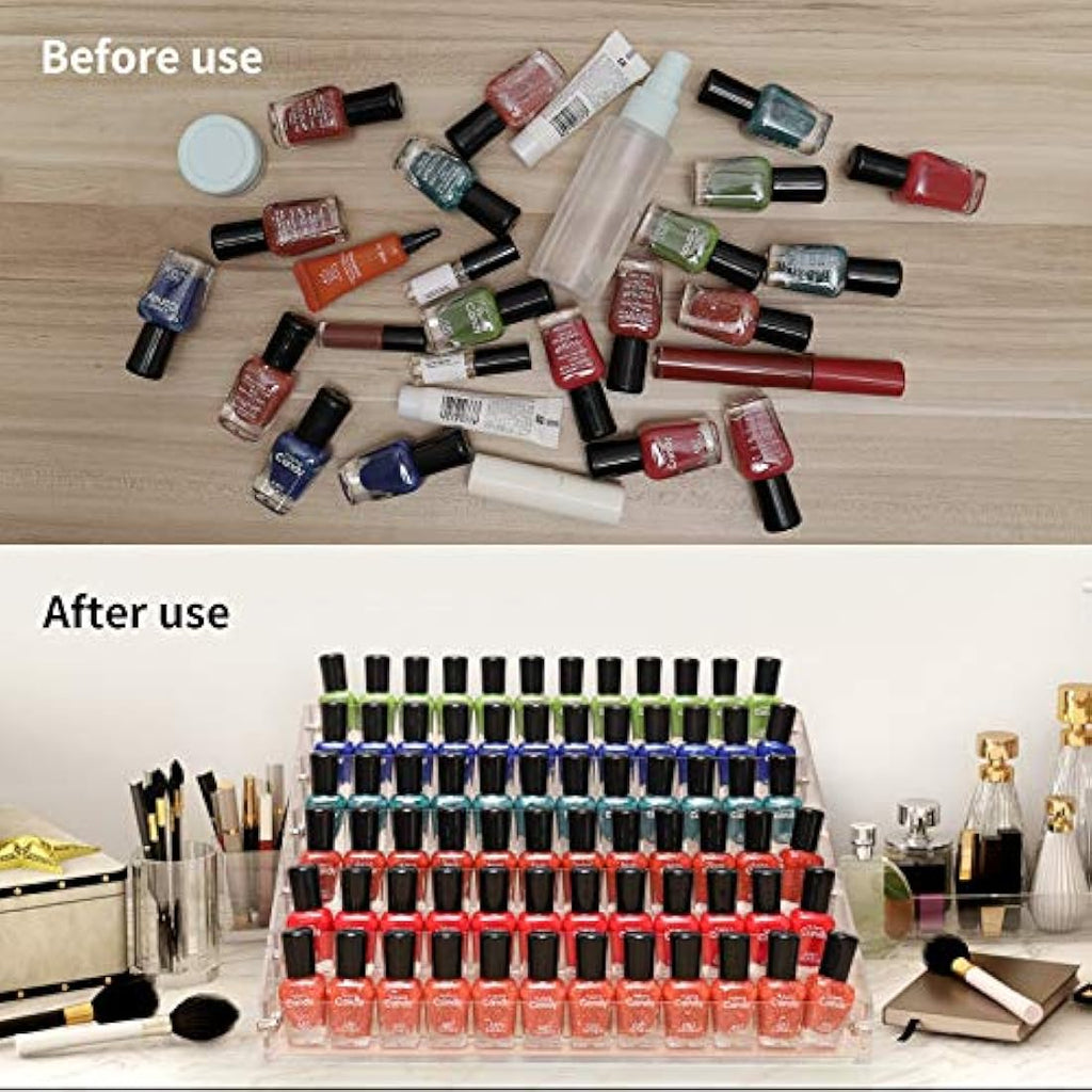 BTremary 6-Tier Acrylic Nail Polish Display Rack | 96 Bottle Storage Stand