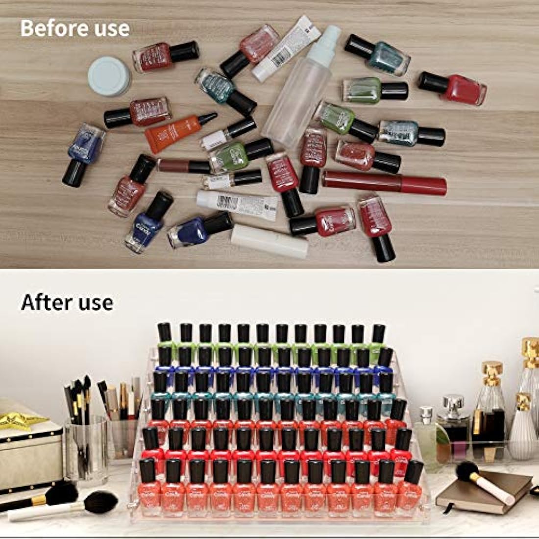 BTremary 6-Tier Acrylic Nail Polish Display Rack | 96 Bottle Storage Stand
