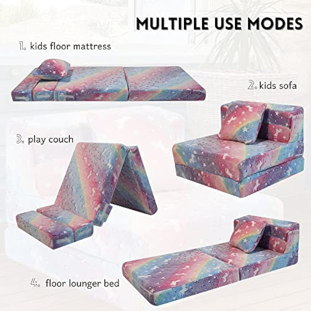 MeMoreCool Glow in The Dark Kids Sofa Bed – Modular Unicorn Play Couch