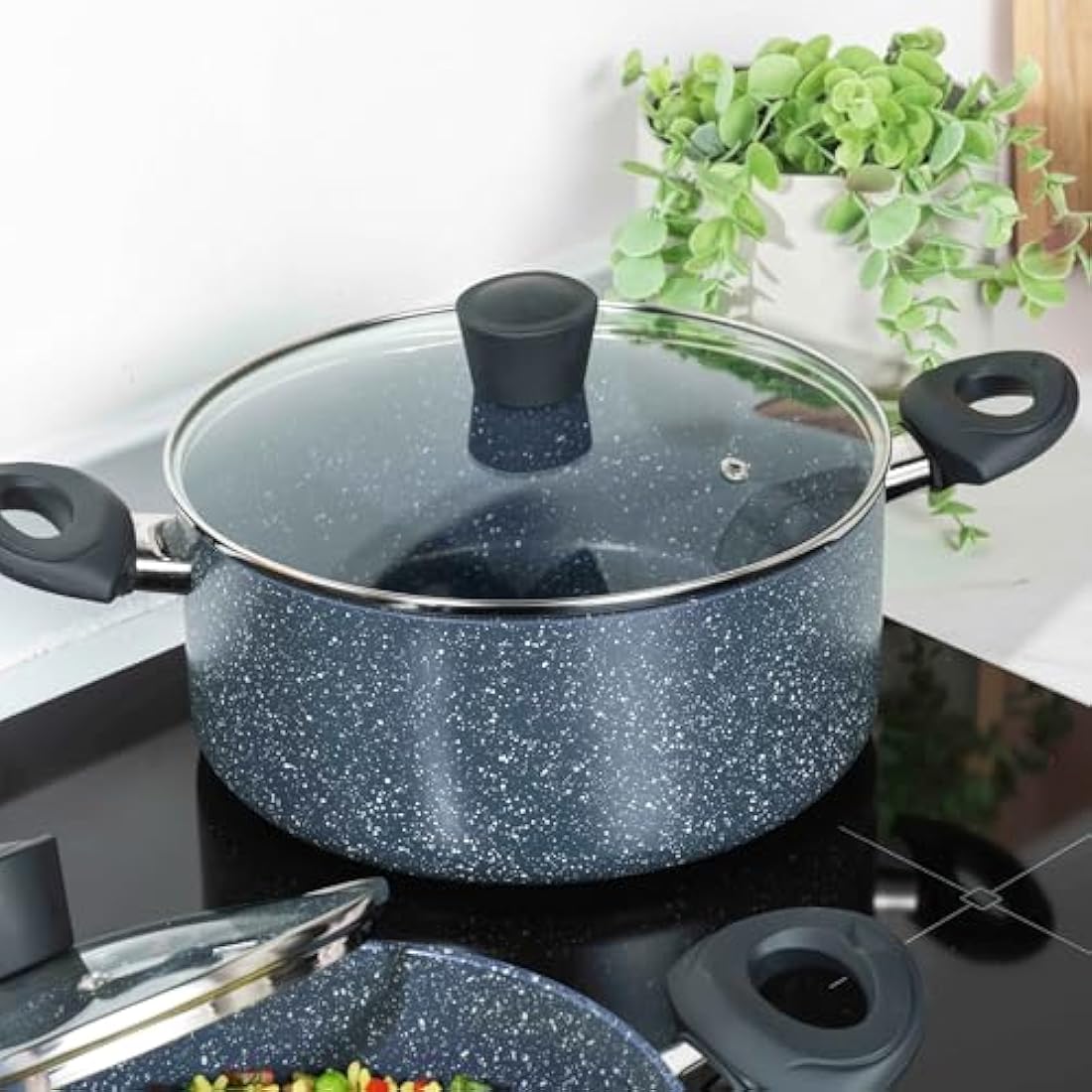 Russell Hobbs 24cm Non-Stick Stockpot – Blue Marble Induction Cooking Pot