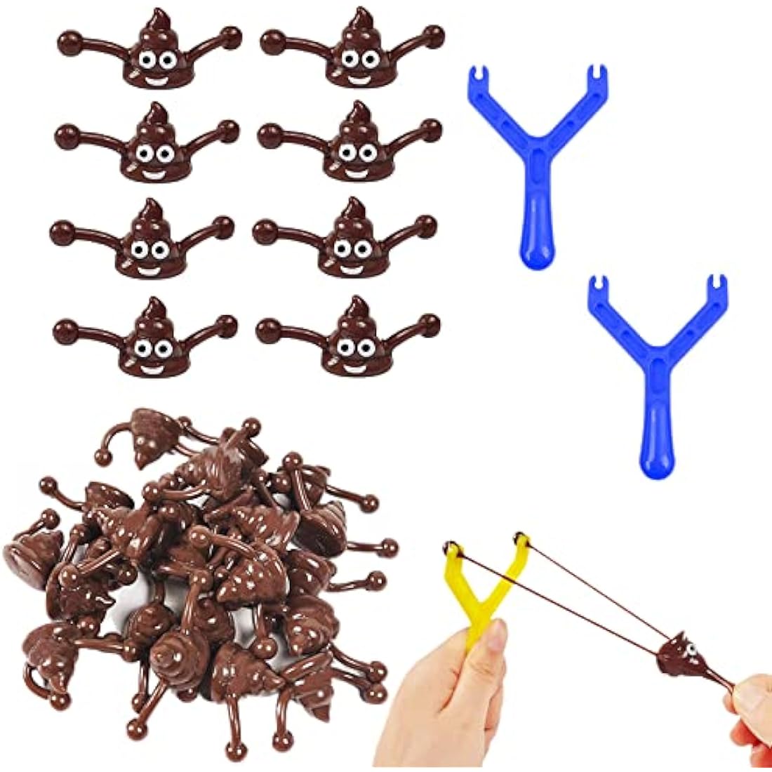 Jolof Store Poo Slingshot Toy Set – 12pc Funny Prank Squishy Toys for Kids