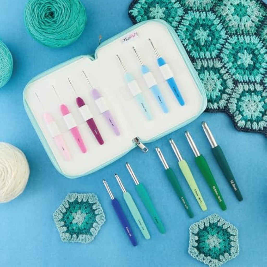KnitPro Waves Grande Crochet Hook Set – 14 Ergonomic Hooks (2-12mm)