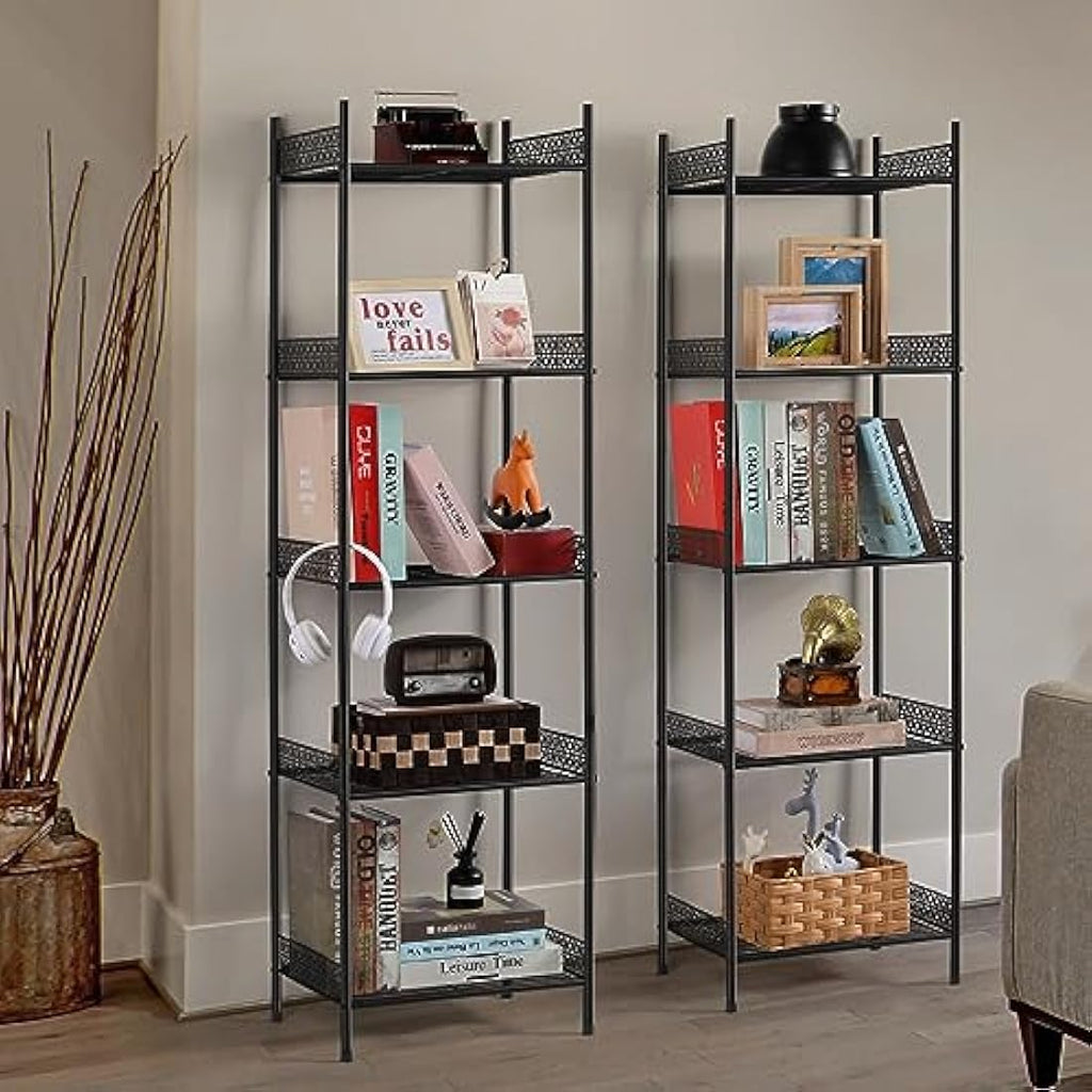 5-Tier Metal Wire Shelving Unit – Black Storage Rack