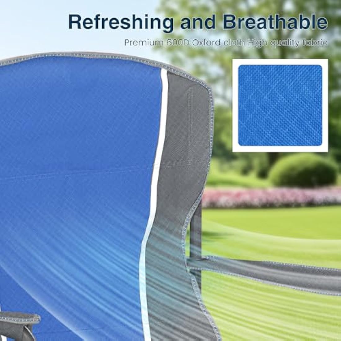 ALPHA CAMP Heavy Duty Folding Camping Chair - 160kg Oversized Blue/Gray