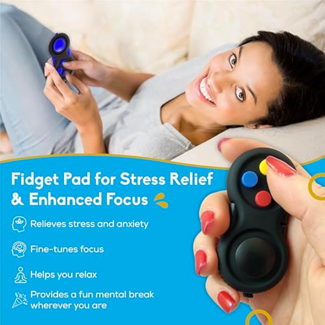 PILPOC Fidget Pad Controller – 8-Function Stress Relief Toy with Case