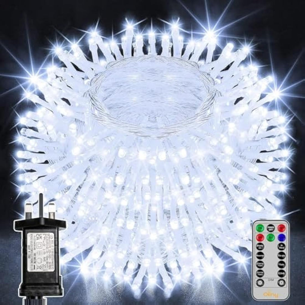 Ollny 30m 300 LED Fairy Lights | Cool White Waterproof Outdoor String