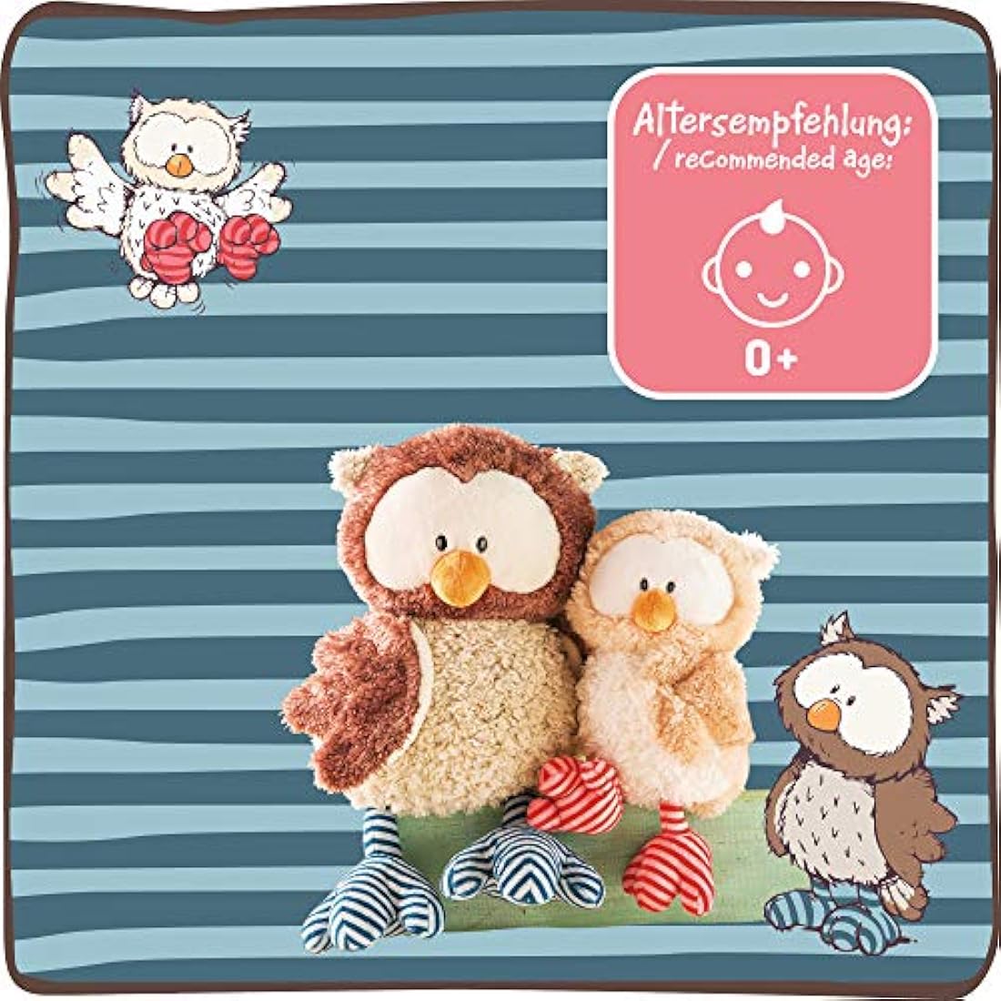 NICI Owluna Plush Toy – 35cm Cuddly Owl with Turnable Head, Beige/Pink