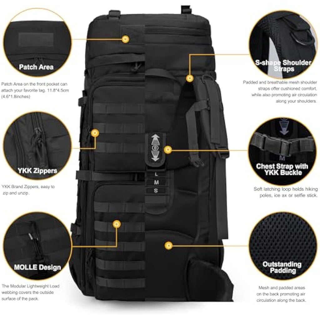 Mardingtop 75L Tactical Backpack | 600D Polyester Military Rucksack